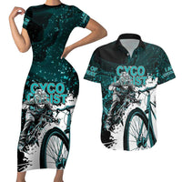 Cycologist Cycling Couples Matching Short Sleeve Bodycon Dress and Hawaiian Shirt Grunge Style - Wonder Print Shop