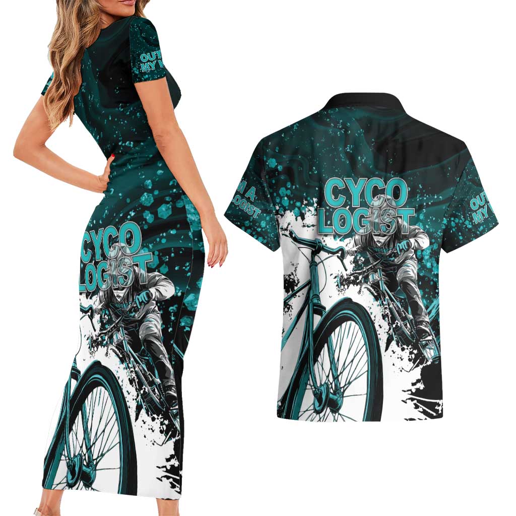 Cycologist Cycling Couples Matching Short Sleeve Bodycon Dress and Hawaiian Shirt Grunge Style - Wonder Print Shop