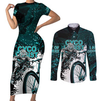 Cycologist Cycling Couples Matching Short Sleeve Bodycon Dress and Long Sleeve Button Shirt Grunge Style - Wonder Print Shop