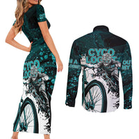 Cycologist Cycling Couples Matching Short Sleeve Bodycon Dress and Long Sleeve Button Shirt Grunge Style - Wonder Print Shop