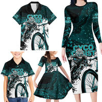 Cycologist Cycling Family Matching Long Sleeve Bodycon Dress and Hawaiian Shirt Grunge Style - Wonder Print Shop