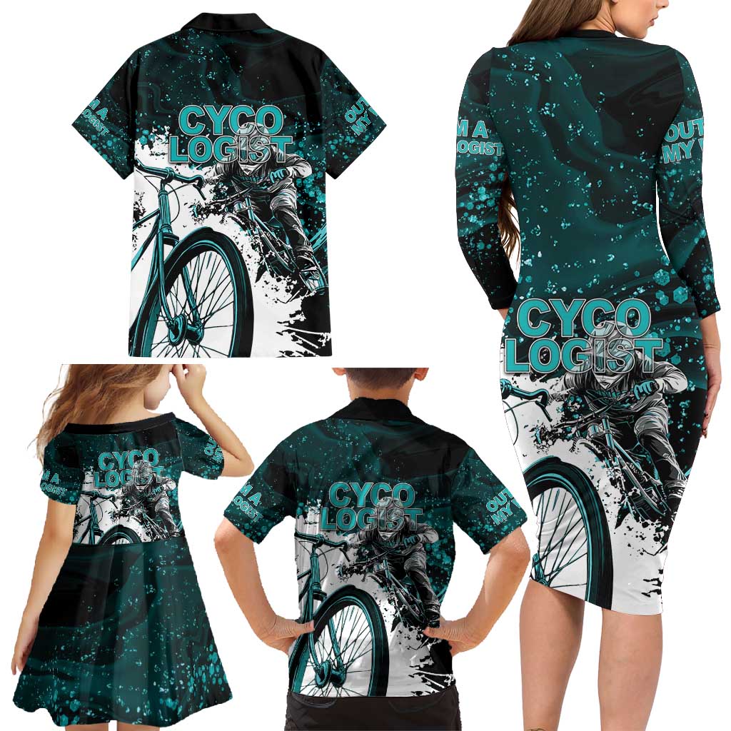 Cycologist Cycling Family Matching Long Sleeve Bodycon Dress and Hawaiian Shirt Grunge Style - Wonder Print Shop