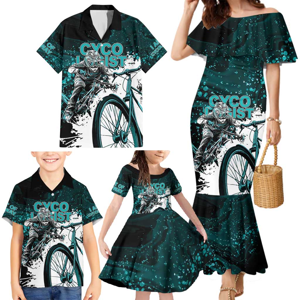 Cycologist Cycling Family Matching Mermaid Dress and Hawaiian Shirt Grunge Style - Wonder Print Shop