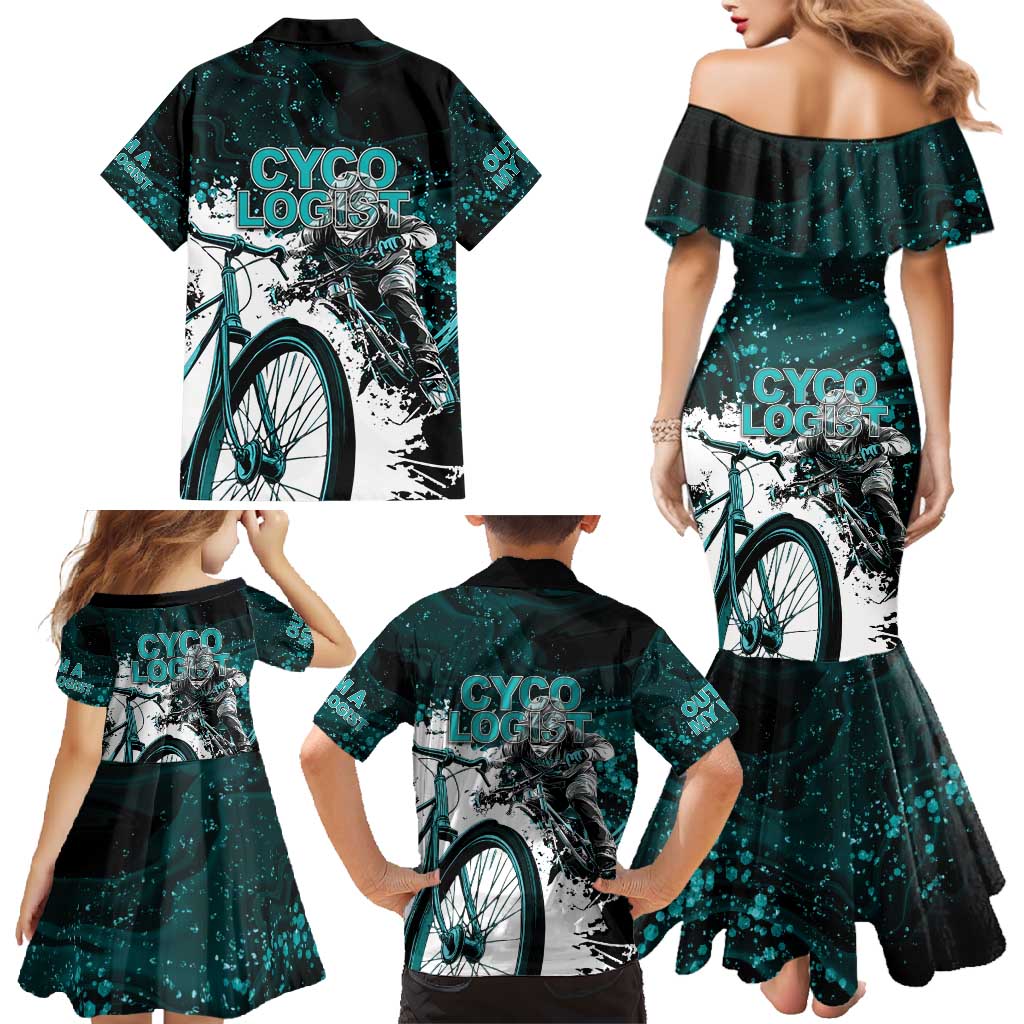 Cycologist Cycling Family Matching Mermaid Dress and Hawaiian Shirt Grunge Style - Wonder Print Shop