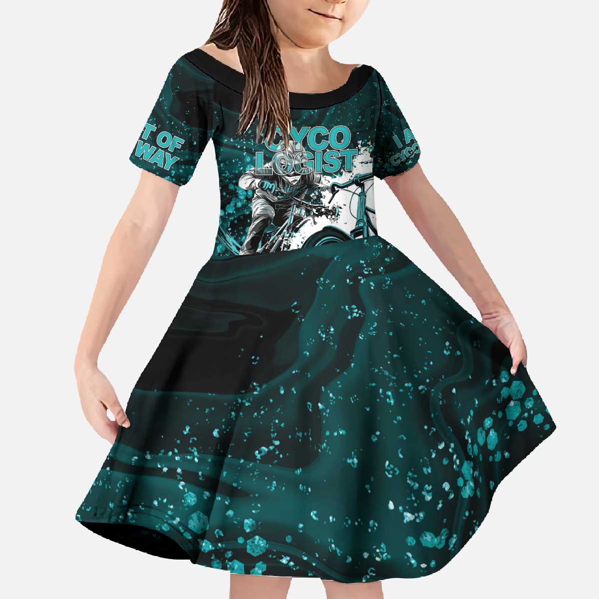 Cycologist Cycling Family Matching Off The Shoulder Long Sleeve Dress and Hawaiian Shirt Grunge Style - Wonder Print Shop