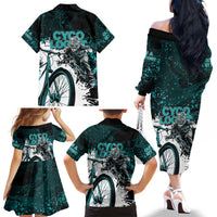 Cycologist Cycling Family Matching Off The Shoulder Long Sleeve Dress and Hawaiian Shirt Grunge Style - Wonder Print Shop