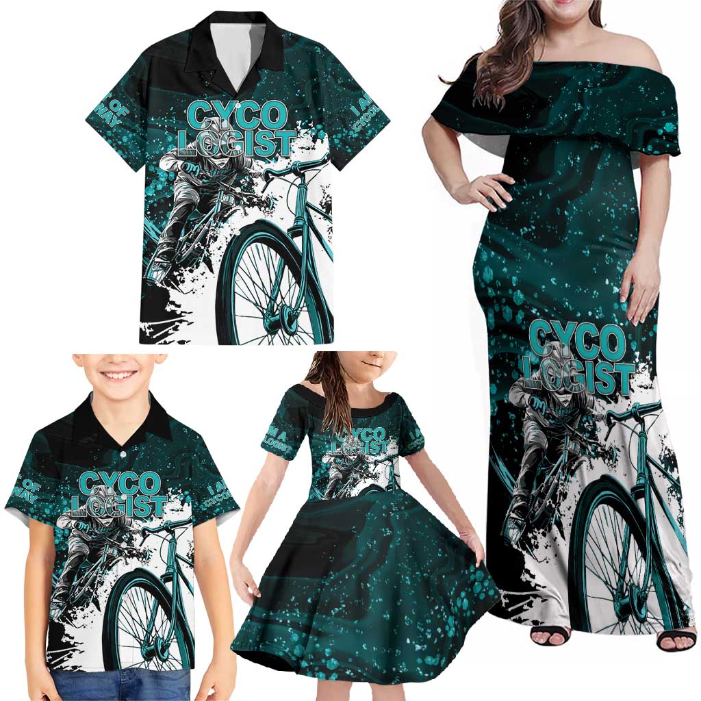 Cycologist Cycling Family Matching Off Shoulder Maxi Dress and Hawaiian Shirt Grunge Style - Wonder Print Shop
