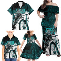 Cycologist Cycling Family Matching Off Shoulder Maxi Dress and Hawaiian Shirt Grunge Style - Wonder Print Shop