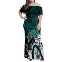 Cycologist Cycling Family Matching Off Shoulder Maxi Dress and Hawaiian Shirt Grunge Style - Wonder Print Shop