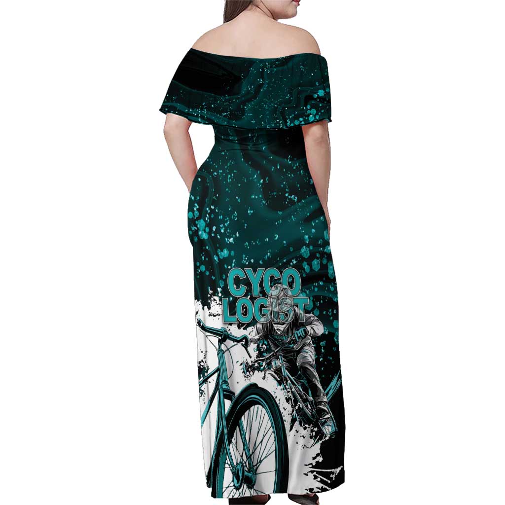 Cycologist Cycling Family Matching Off Shoulder Maxi Dress and Hawaiian Shirt Grunge Style - Wonder Print Shop