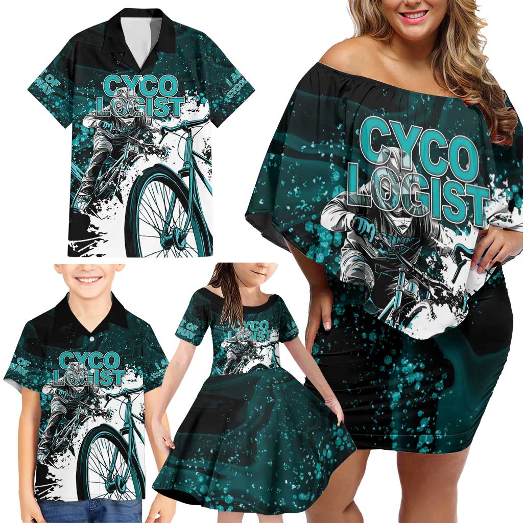 Cycologist Cycling Family Matching Off Shoulder Short Dress and Hawaiian Shirt Grunge Style - Wonder Print Shop