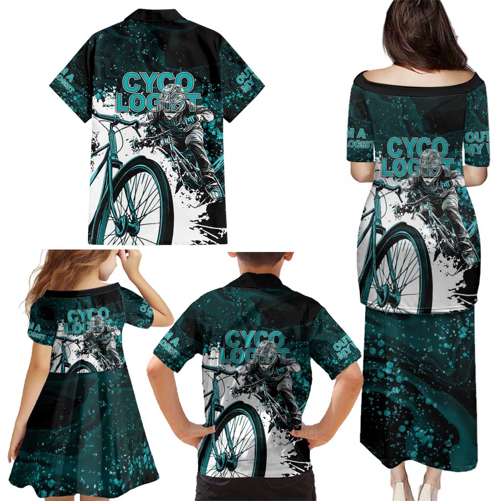 Cycologist Cycling Family Matching Puletasi and Hawaiian Shirt Grunge Style - Wonder Print Shop
