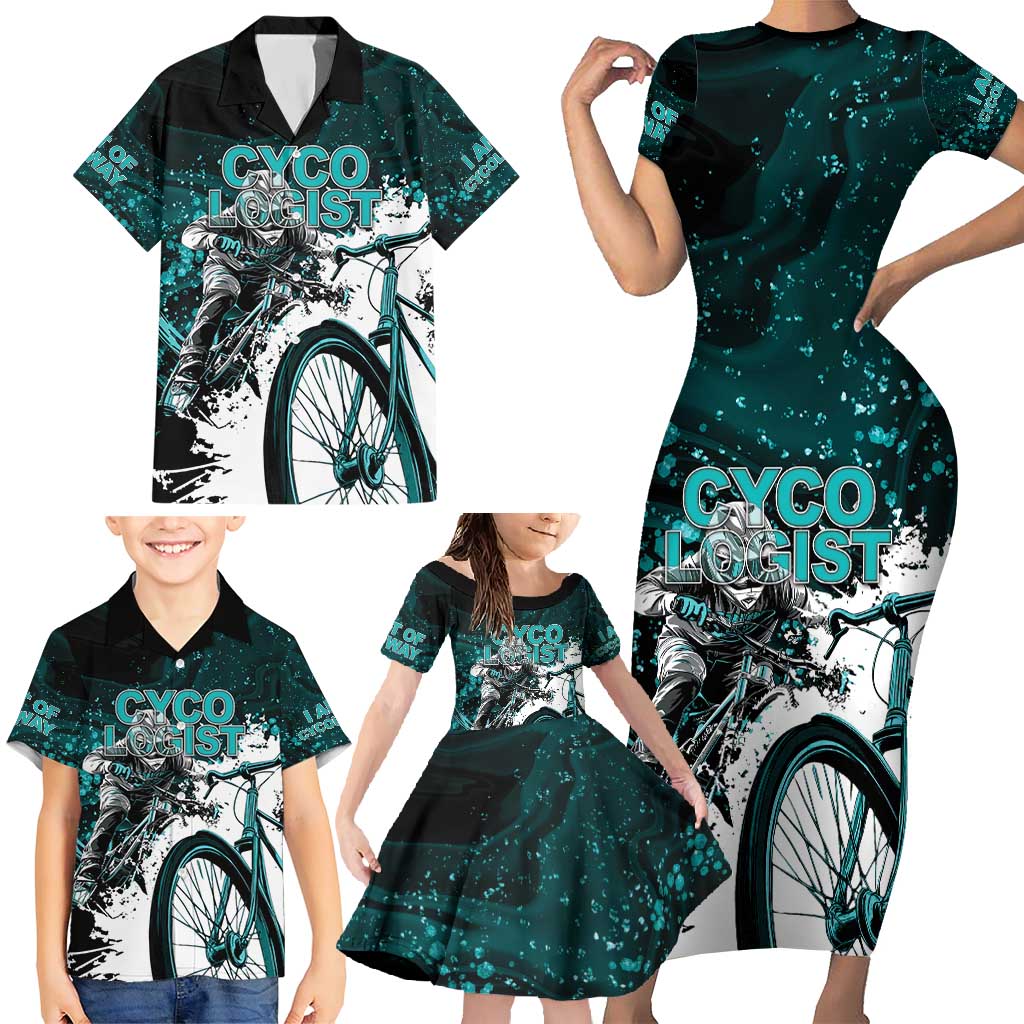 Cycologist Cycling Family Matching Short Sleeve Bodycon Dress and Hawaiian Shirt Grunge Style - Wonder Print Shop