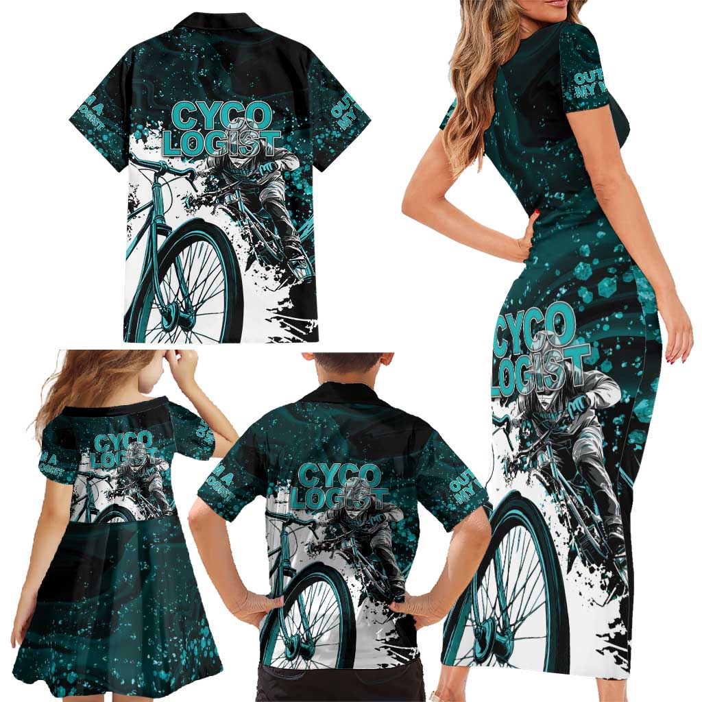 Cycologist Cycling Family Matching Short Sleeve Bodycon Dress and Hawaiian Shirt Grunge Style - Wonder Print Shop