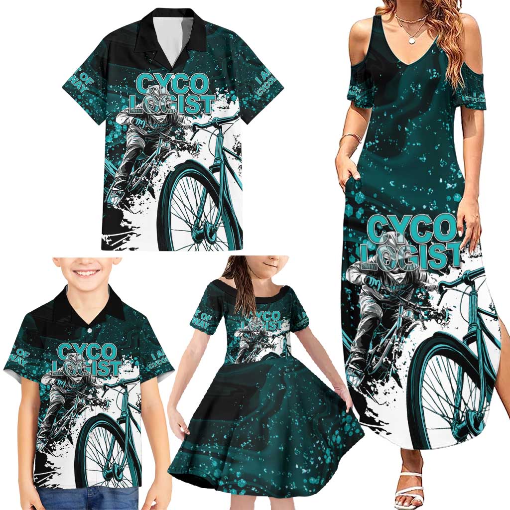 Cycologist Cycling Family Matching Summer Maxi Dress and Hawaiian Shirt Grunge Style - Wonder Print Shop