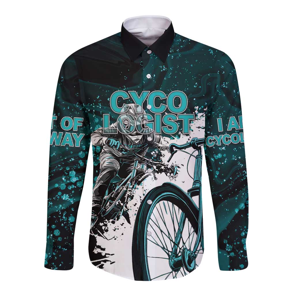 Cycologist Cycling Long Sleeve Button Shirt Grunge Style - Wonder Print Shop