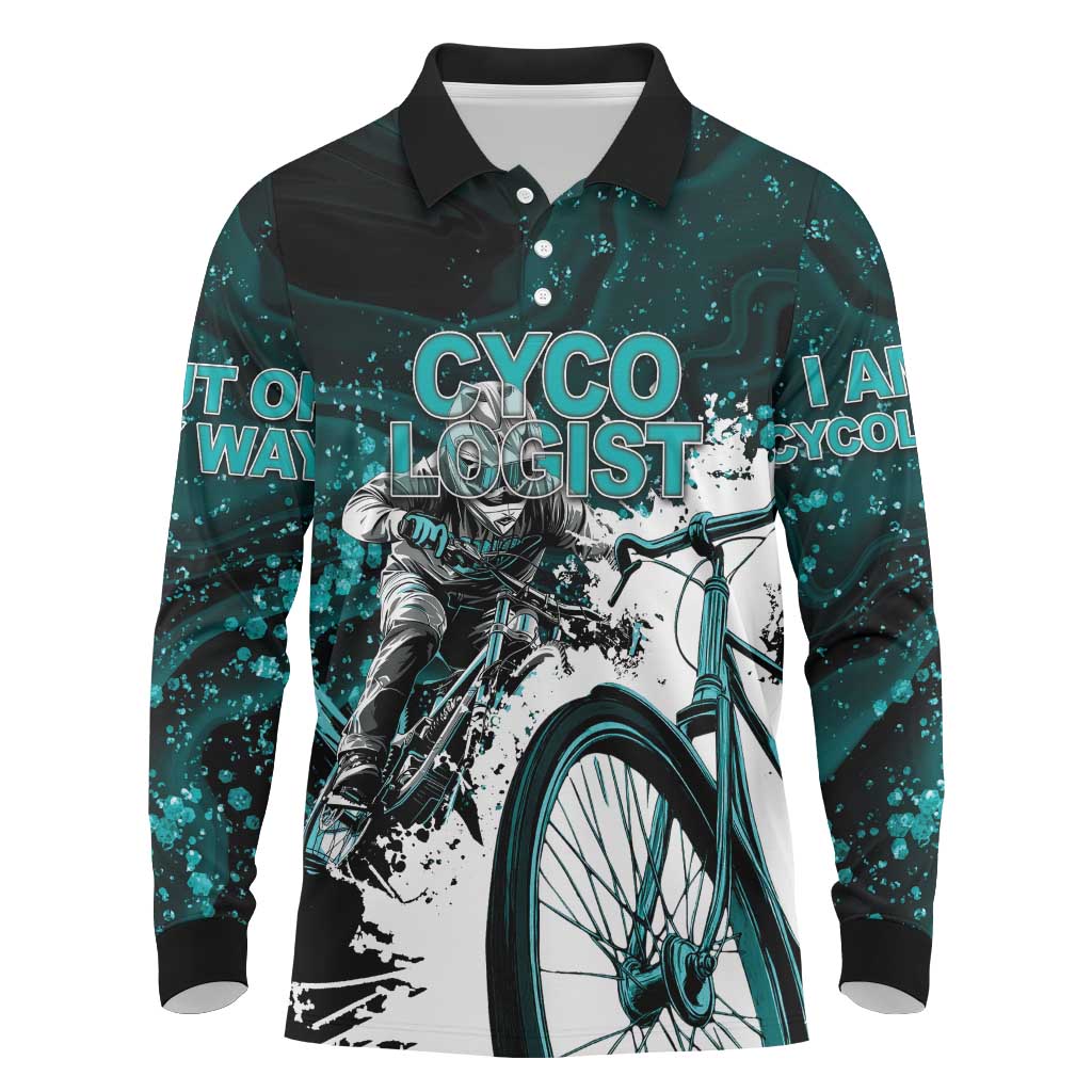 Cycologist Cycling Long Sleeve Polo Shirt Grunge Style - Wonder Print Shop
