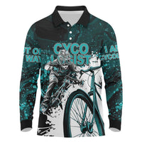 Cycologist Cycling Long Sleeve Polo Shirt Grunge Style - Wonder Print Shop