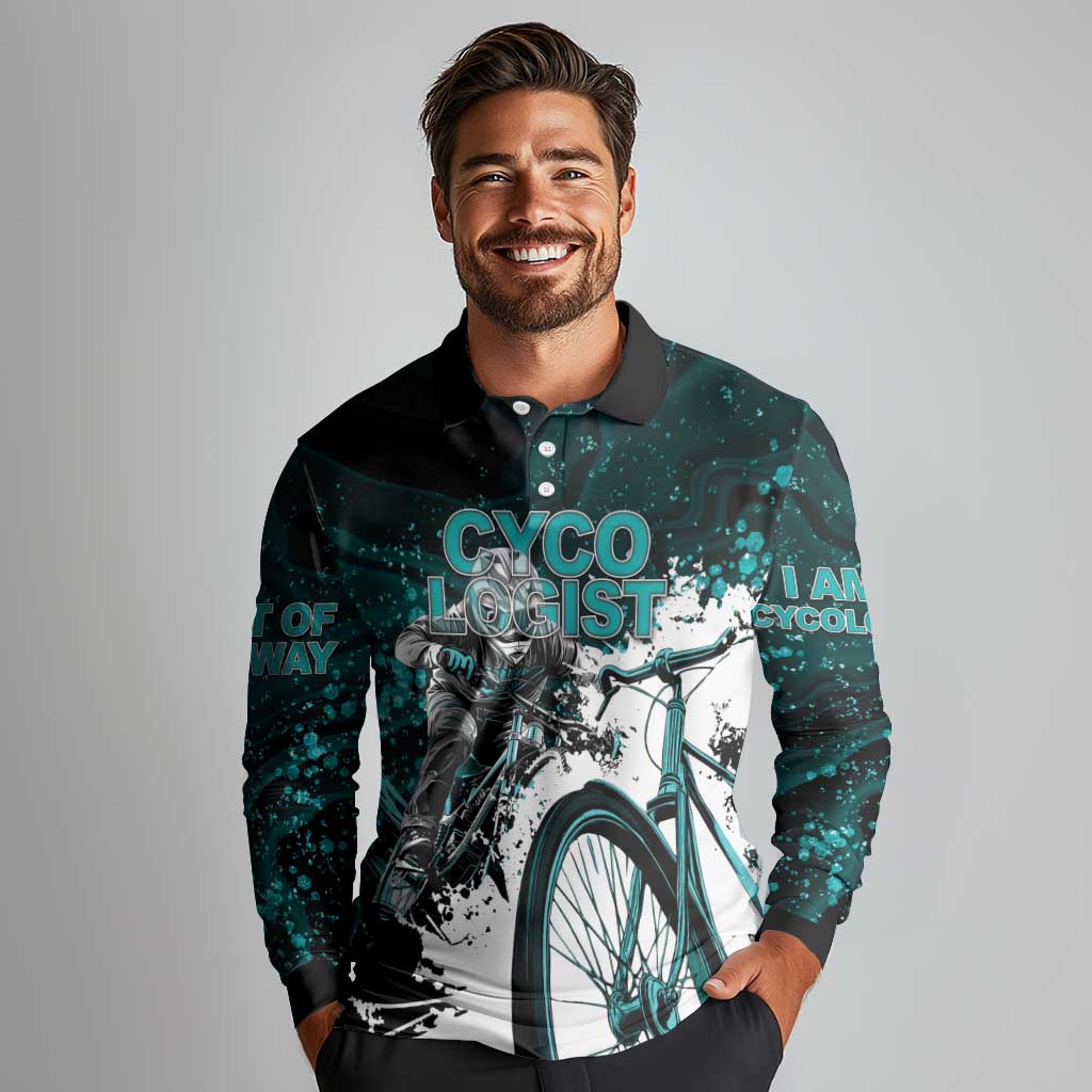 Cycologist Cycling Long Sleeve Polo Shirt Grunge Style - Wonder Print Shop