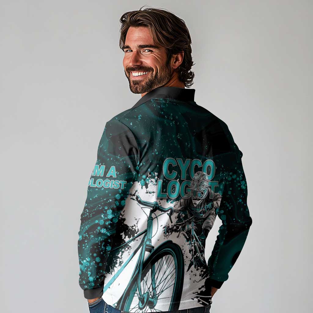 Cycologist Cycling Long Sleeve Polo Shirt Grunge Style - Wonder Print Shop