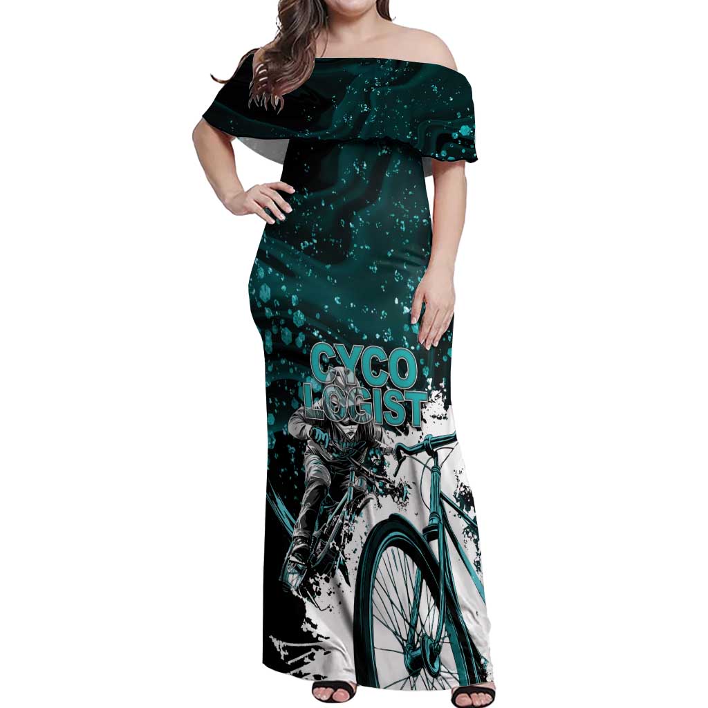 Cycologist Cycling Off Shoulder Maxi Dress Grunge Style - Wonder Print Shop