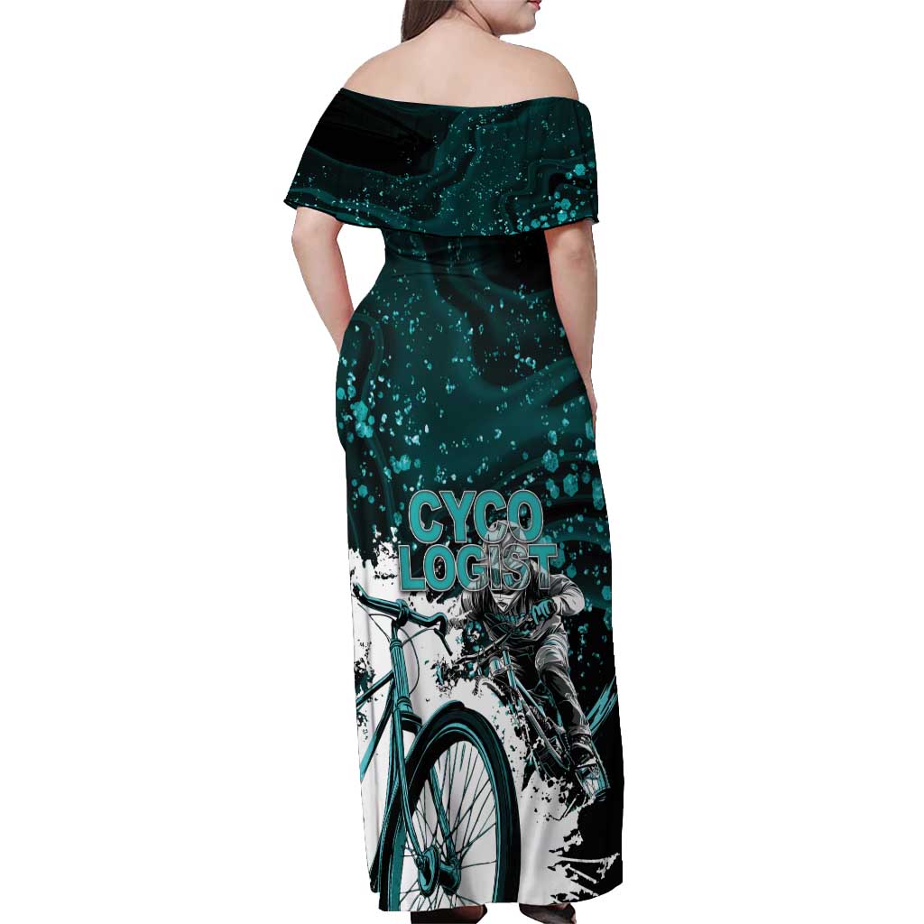 Cycologist Cycling Off Shoulder Maxi Dress Grunge Style - Wonder Print Shop