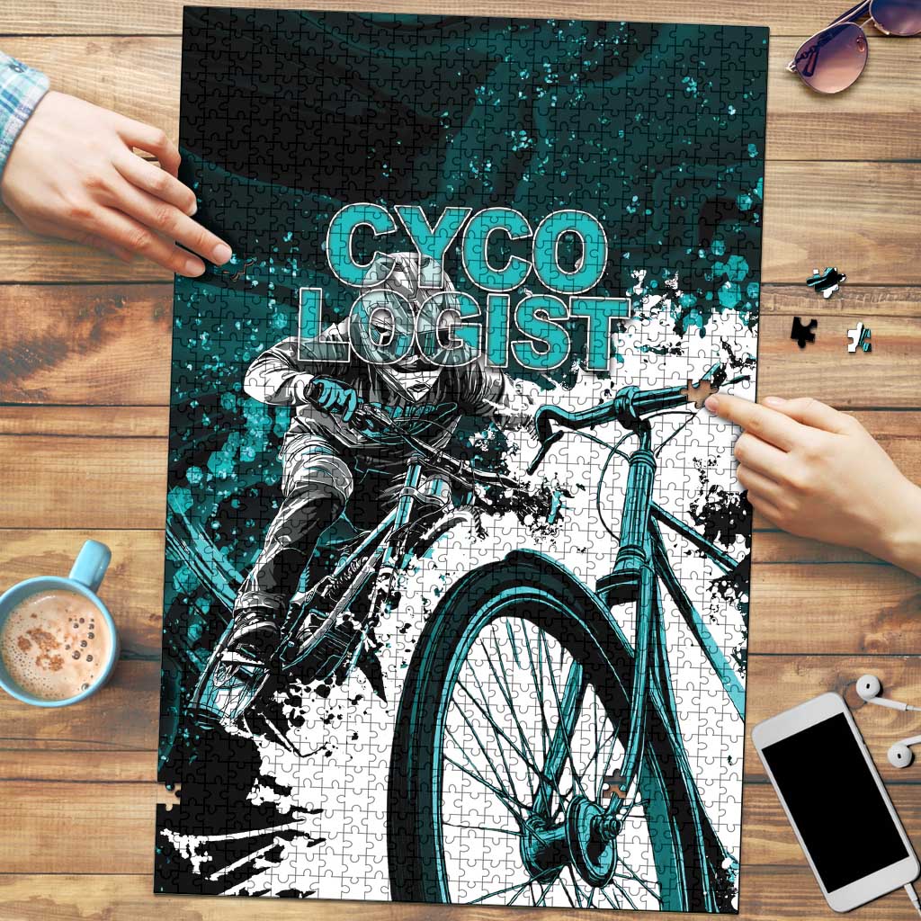 Cycologist Cycling Puzzle Grunge Style - Wonder Print Shop