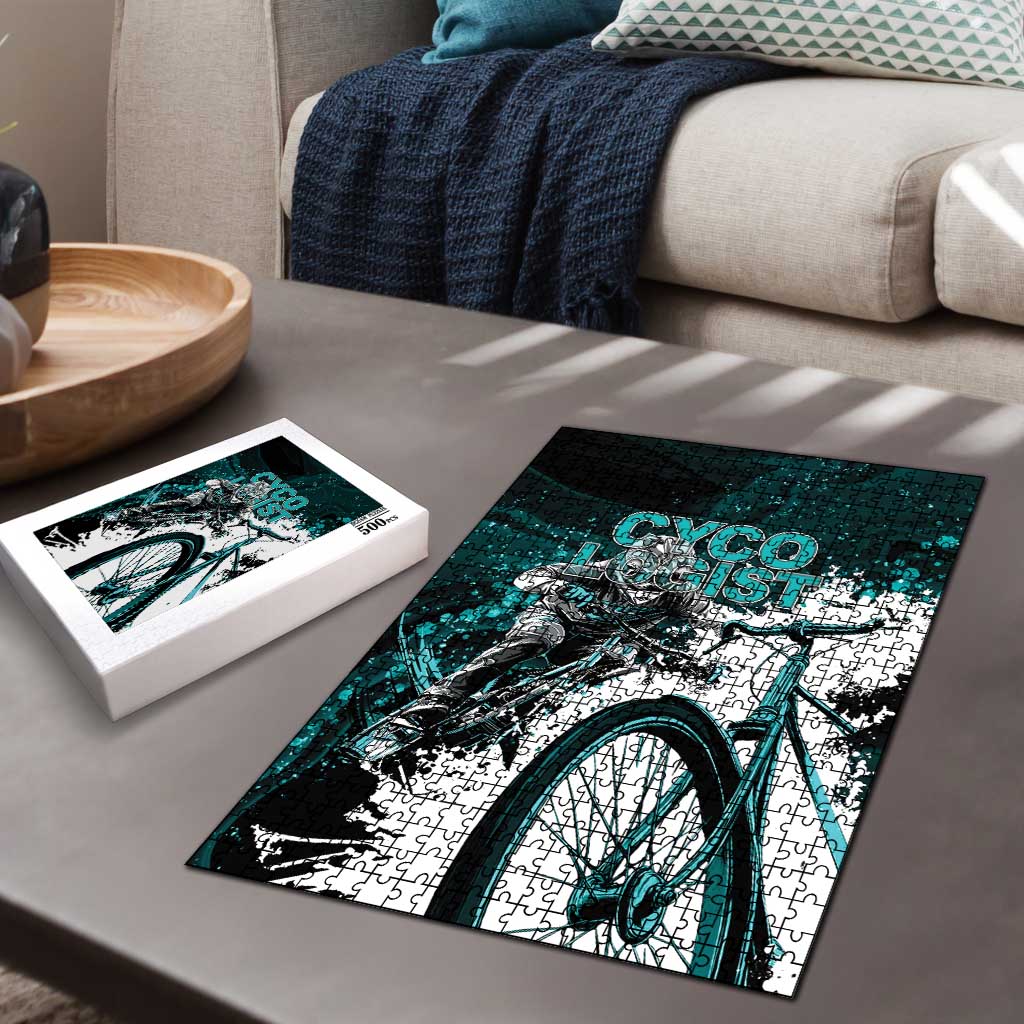Cycologist Cycling Puzzle Grunge Style - Wonder Print Shop