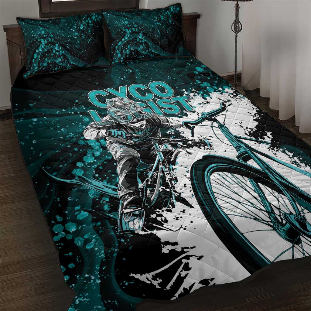 Cycologist Cycling Quilt Bed Set Grunge Style - Wonder Print Shop