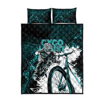 Cycologist Cycling Quilt Bed Set Grunge Style - Wonder Print Shop
