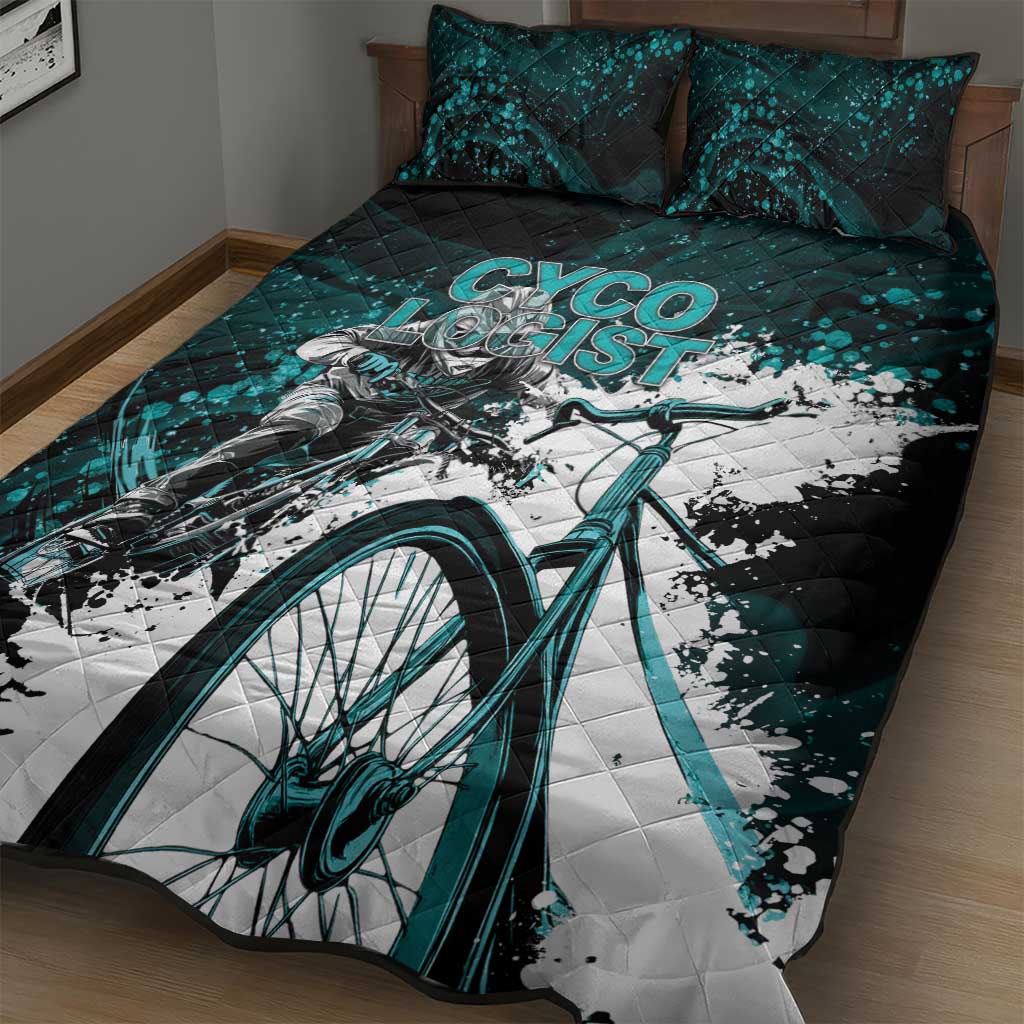 Cycologist Cycling Quilt Bed Set Grunge Style - Wonder Print Shop
