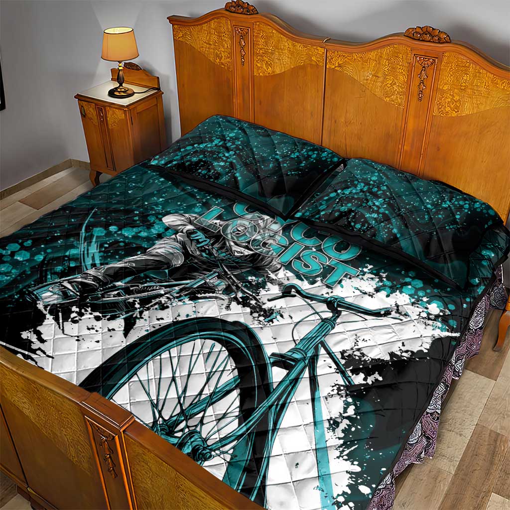 Cycologist Cycling Quilt Bed Set Grunge Style - Wonder Print Shop