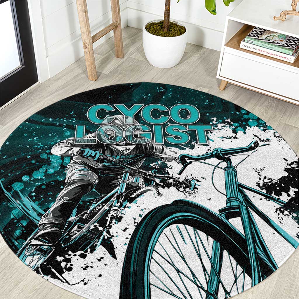 Cycologist Cycling Round Carpet Grunge Style - Wonder Print Shop