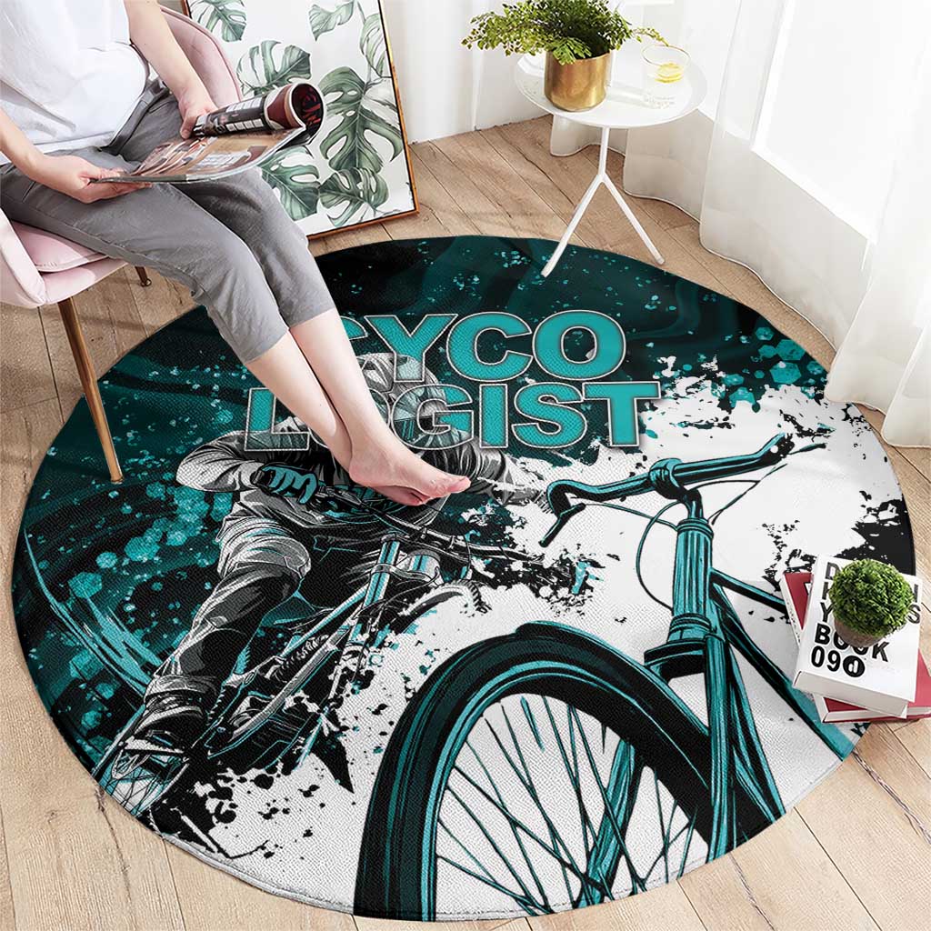 Cycologist Cycling Round Carpet Grunge Style - Wonder Print Shop