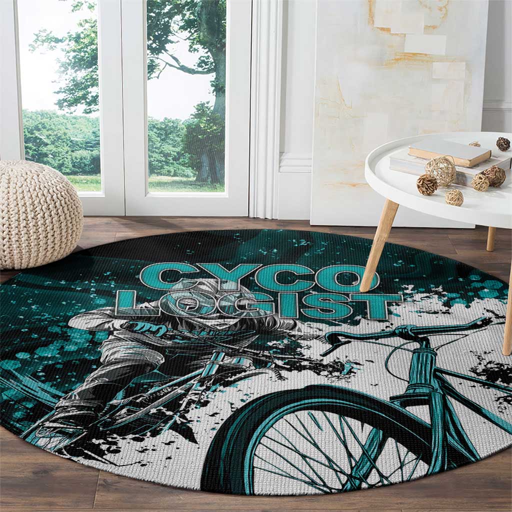 Cycologist Cycling Round Carpet Grunge Style - Wonder Print Shop