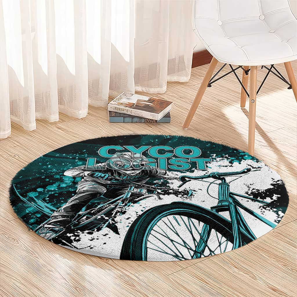 Cycologist Cycling Round Carpet Grunge Style - Wonder Print Shop
