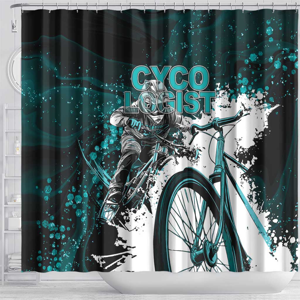 Cycologist Cycling Shower Curtain Grunge Style - Wonder Print Shop