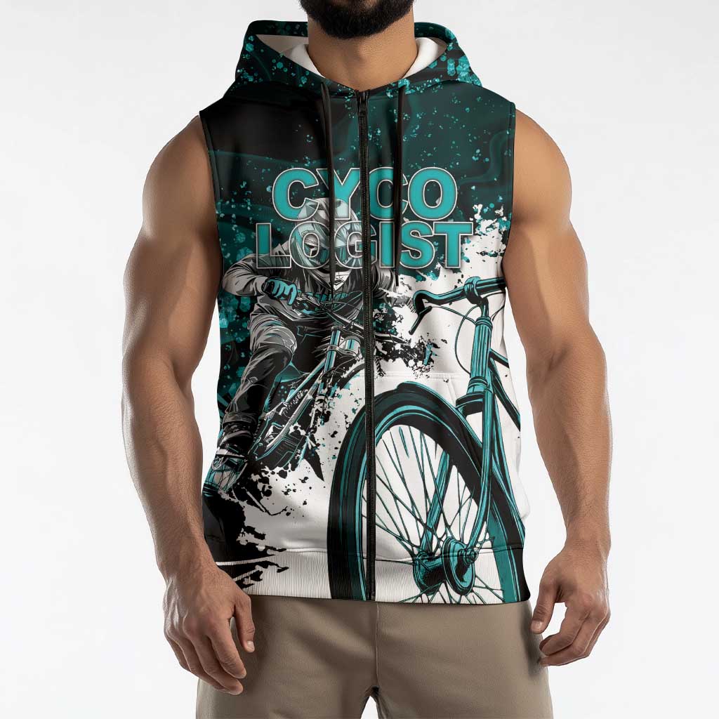 Cycologist Cycling Sleeveless Zip Hoodie Grunge Style - Wonder Print Shop