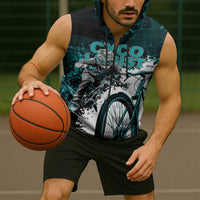 Cycologist Cycling Sleeveless Zip Hoodie Grunge Style - Wonder Print Shop