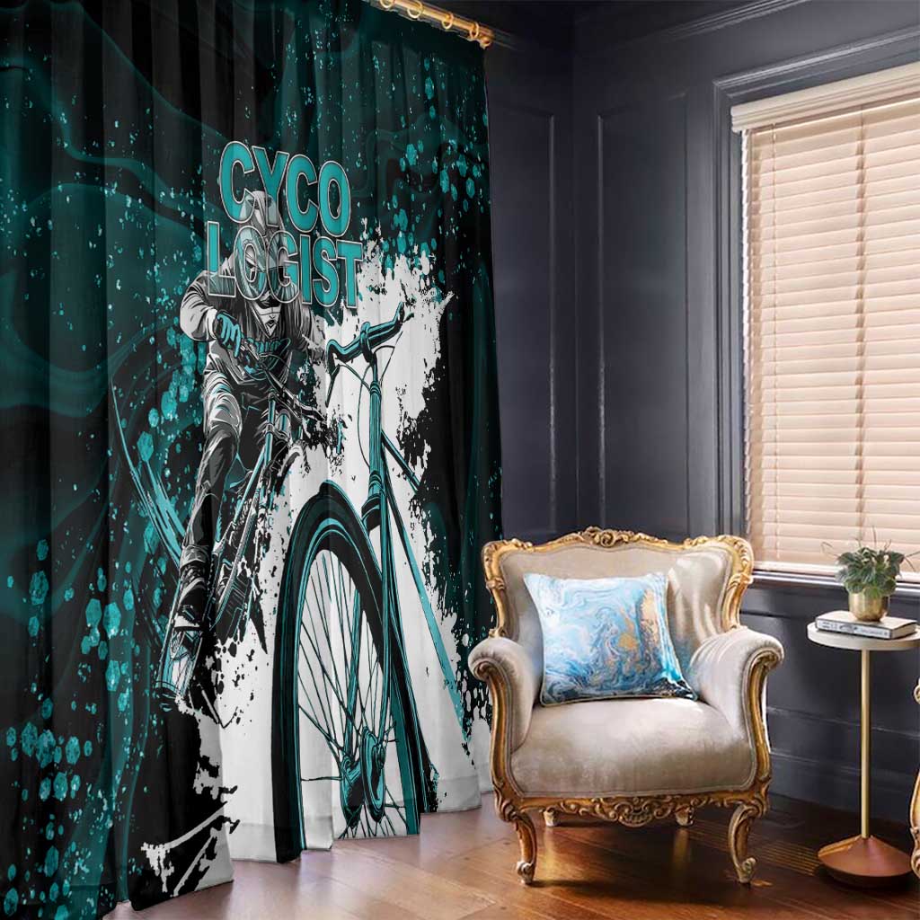 Cycologist Cycling Window Curtain Grunge Style - Wonder Print Shop