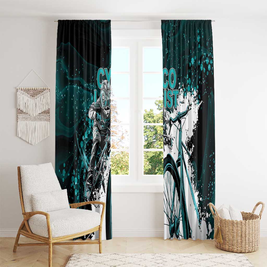 Cycologist Cycling Window Curtain Grunge Style - Wonder Print Shop
