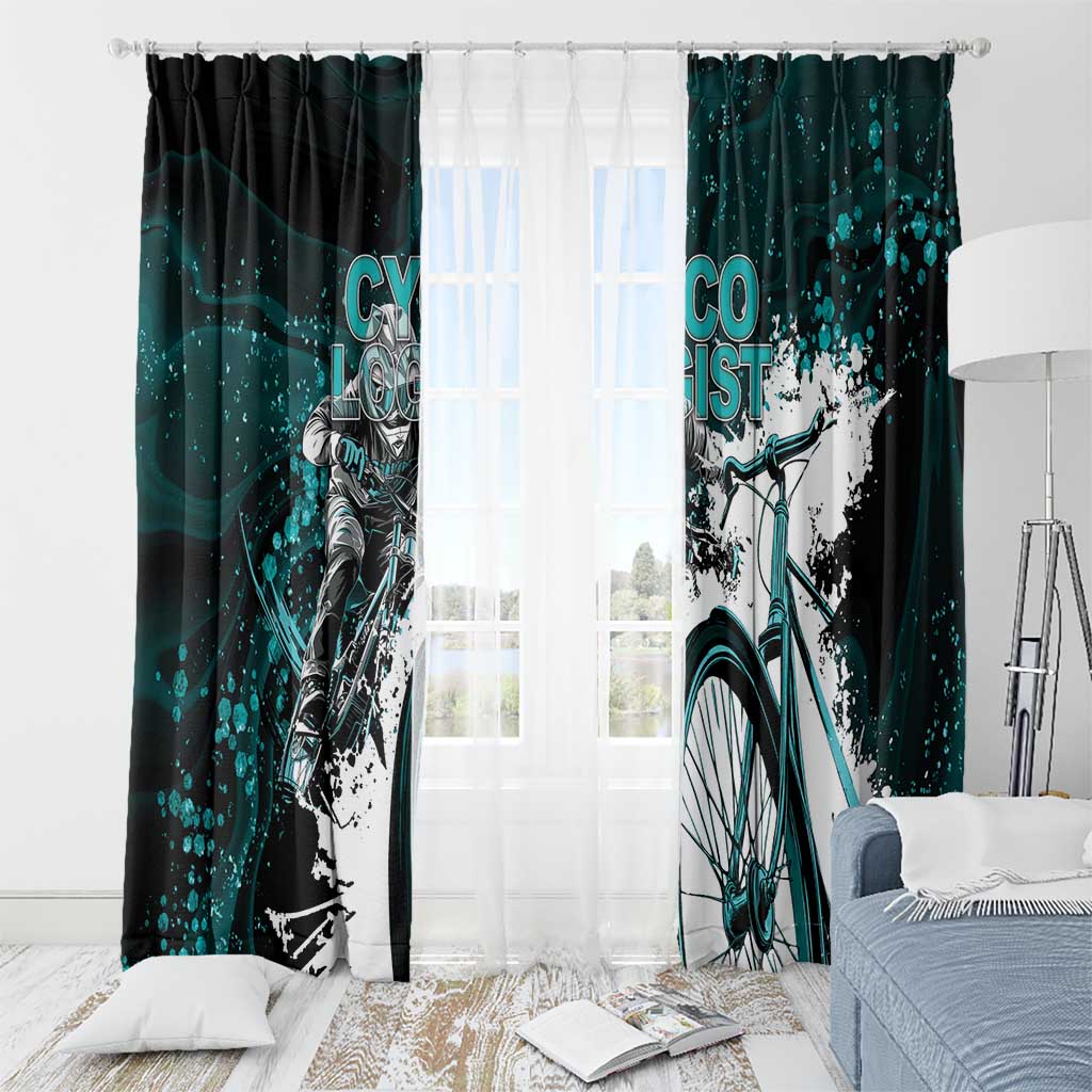 Cycologist Cycling Window Curtain Grunge Style - Wonder Print Shop