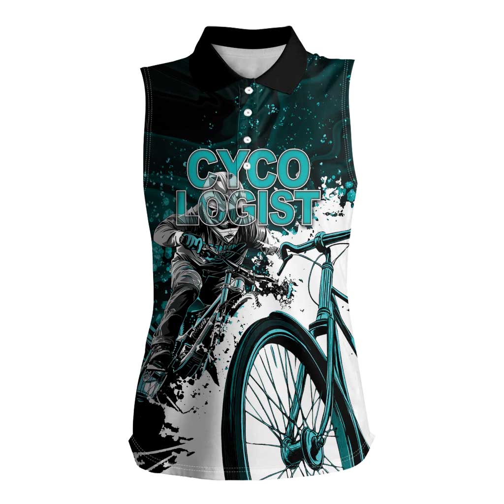 Cycologist Cycling Women Sleeveless Polo Shirt Grunge Style - Wonder Print Shop