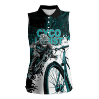 Cycologist Cycling Women Sleeveless Polo Shirt Grunge Style - Wonder Print Shop