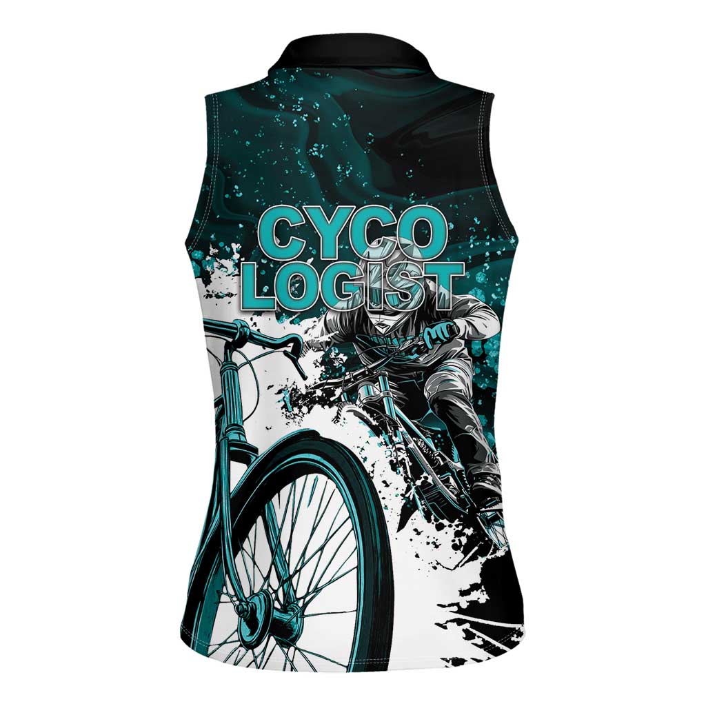 Cycologist Cycling Women Sleeveless Polo Shirt Grunge Style - Wonder Print Shop