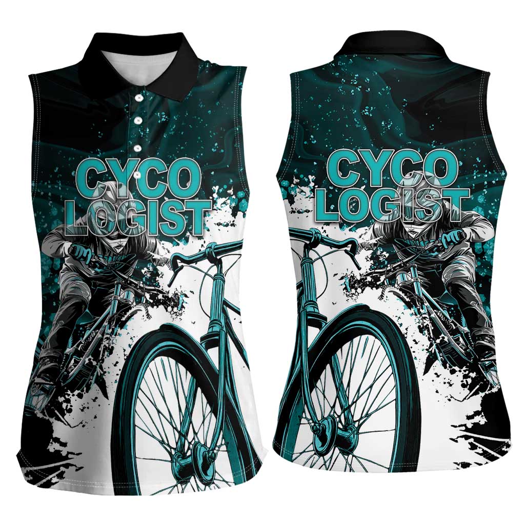 Cycologist Cycling Women Sleeveless Polo Shirt Grunge Style - Wonder Print Shop