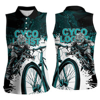 Cycologist Cycling Women Sleeveless Polo Shirt Grunge Style - Wonder Print Shop