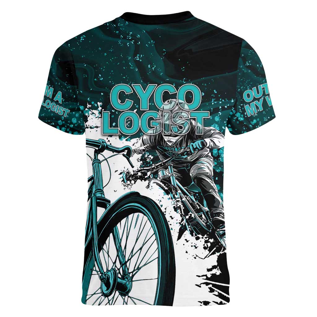 Cycologist Cycling Women V-Neck T-Shirt Grunge Style - Wonder Print Shop