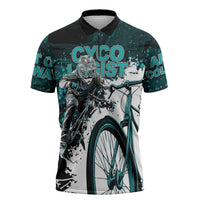 Cycologist Cycling Zipper Polo Shirt Grunge Style - Wonder Print Shop
