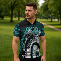 Cycologist Cycling Zipper Polo Shirt Grunge Style - Wonder Print Shop